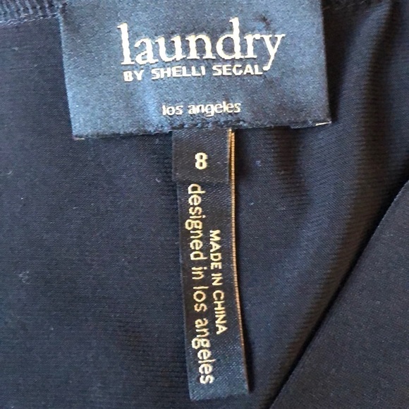 LAUNDRY by Shelli Segal Dress Size 8 Ruffled Layers Faux Leather Cap Sleeves - Picture 6 of 8